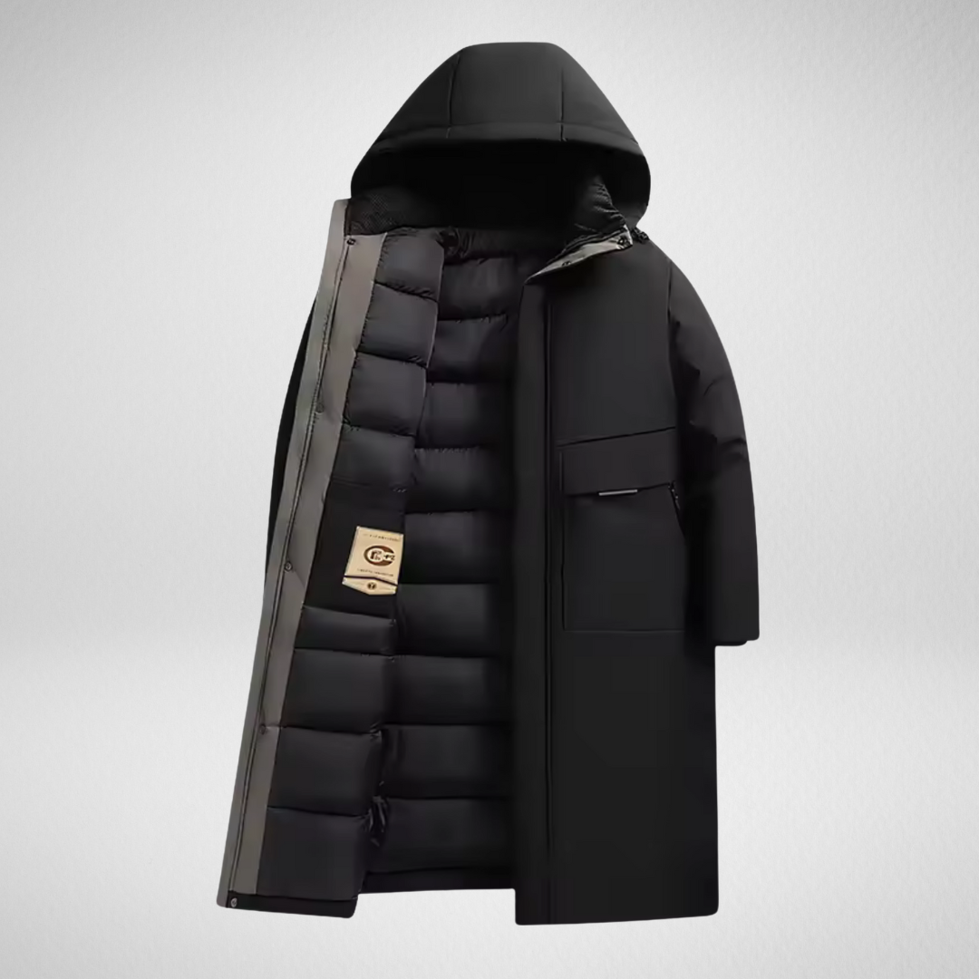 Lange Winterjacke Herren – Gefütterte, Wasserdichte Parka-Jacke mit Kapuze und Praktischen Taschen in Verschiedenen Farben 4