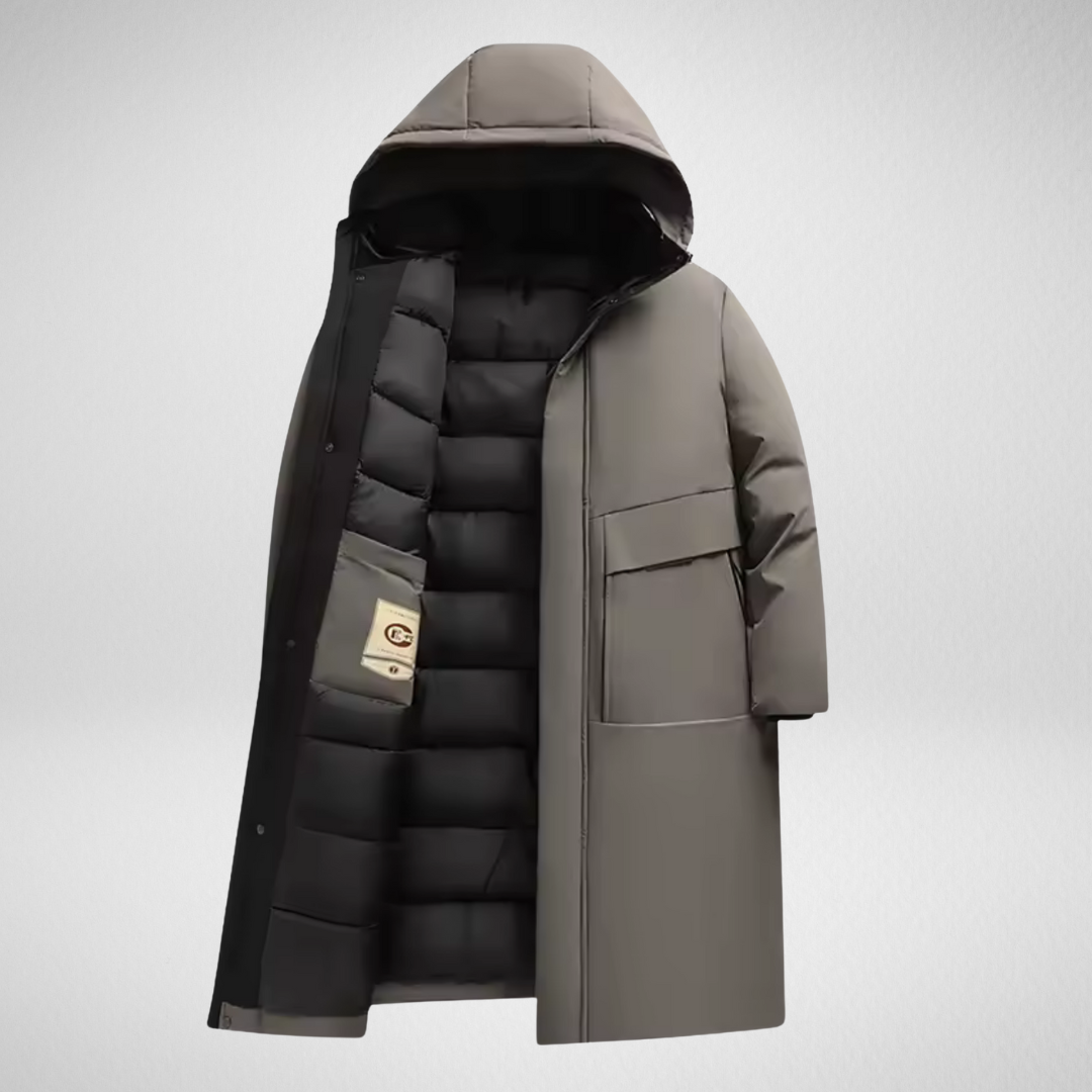 Lange Winterjacke Herren – Gefütterte, Wasserdichte Parka-Jacke mit Kapuze und Praktischen Taschen in Verschiedenen Farben 5