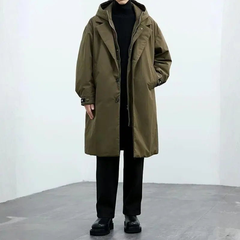 Langer wasserdichter Puffer-Trenchcoat für Herren mit Kapuze – Optimaler Wetterschutz 6