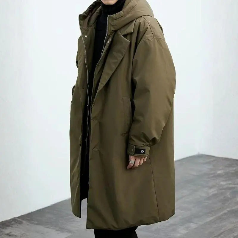 Langer wasserdichter Puffer-Trenchcoat für Herren mit Kapuze – Optimaler Wetterschutz 7