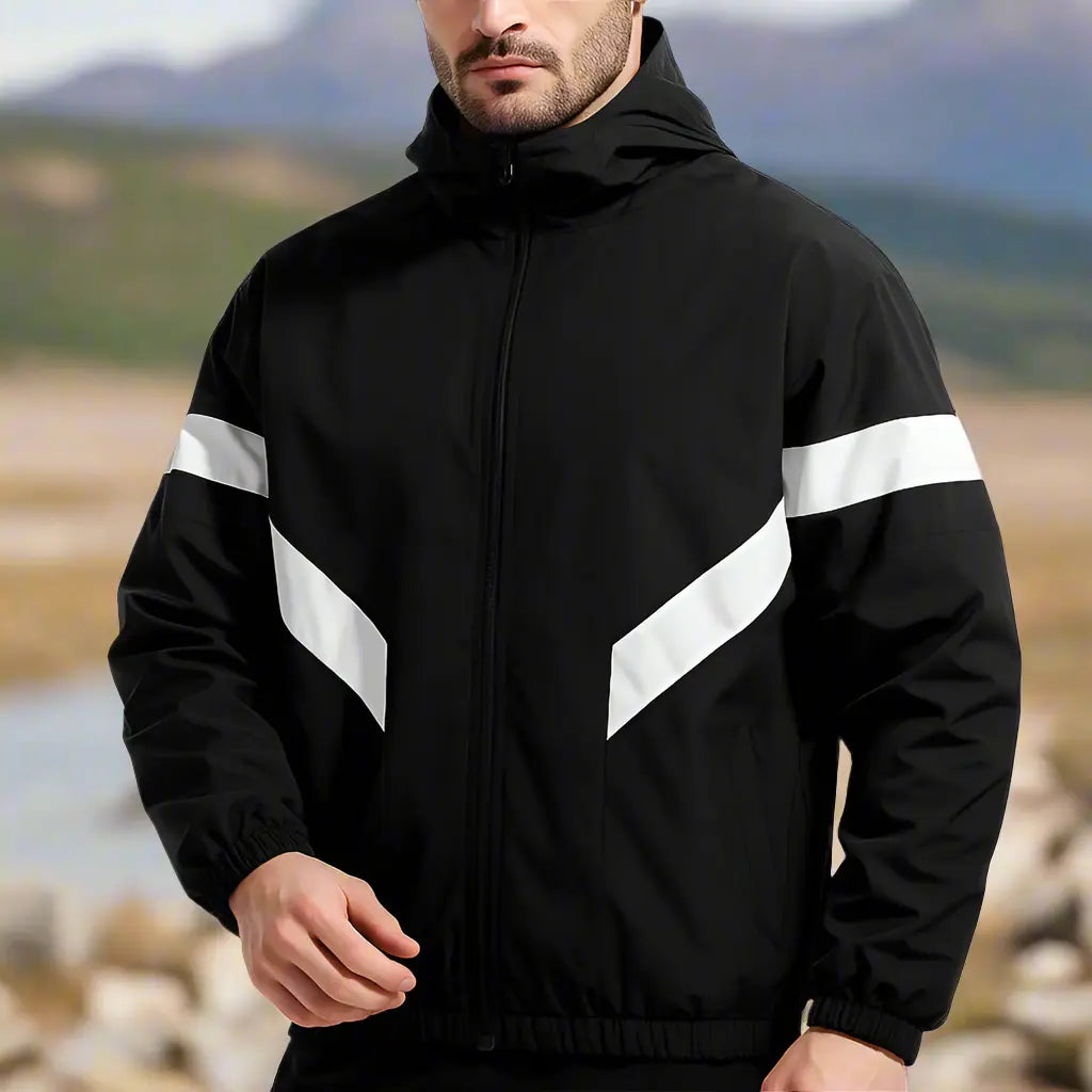 Leichte Winddichte Herrenjacke mit Farbblockierung für Outdoor-Aktivitäten – Atmungsaktives Material, Größen S-XL 0