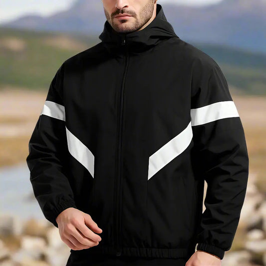 Leichte Winddichte Herrenjacke mit Farbblockierung für Outdoor-Aktivitäten – Atmungsaktives Material, Größen S-XL 0