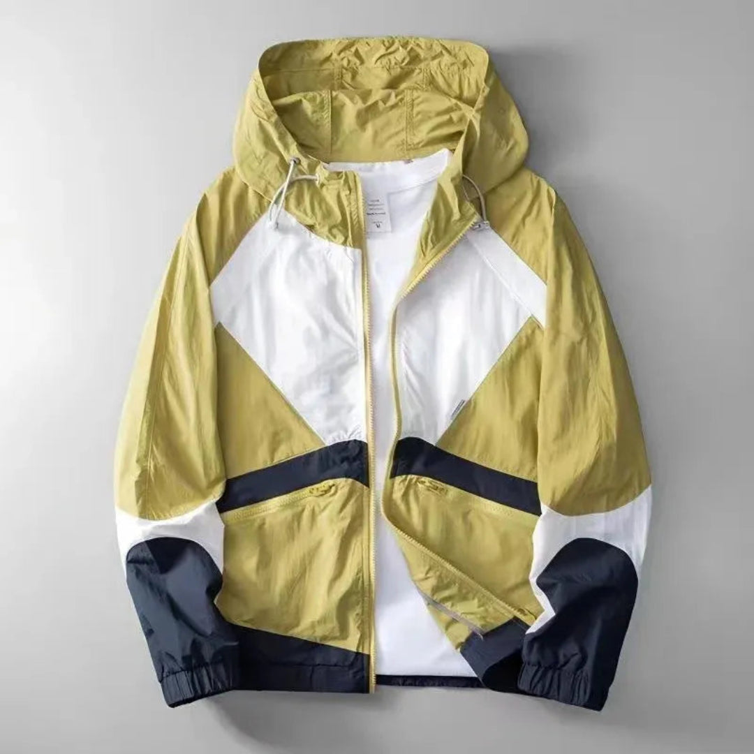 Lightweight windbreaker for men with color block design