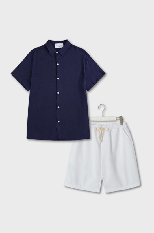 Leichtes Sommer Set aus Leinen – Atmungsaktives Shirt und Shorts für Heiße Tage, Elastischer Bund, Vielseitig Kombinierbar