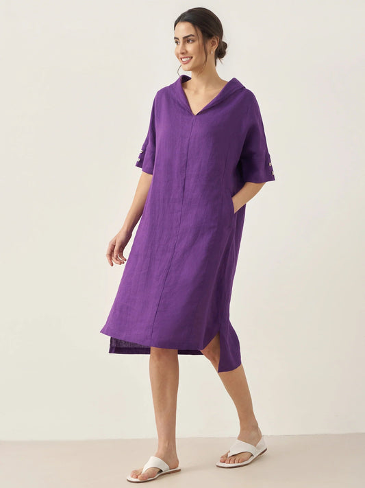 Linen V-neck Dress for Women
