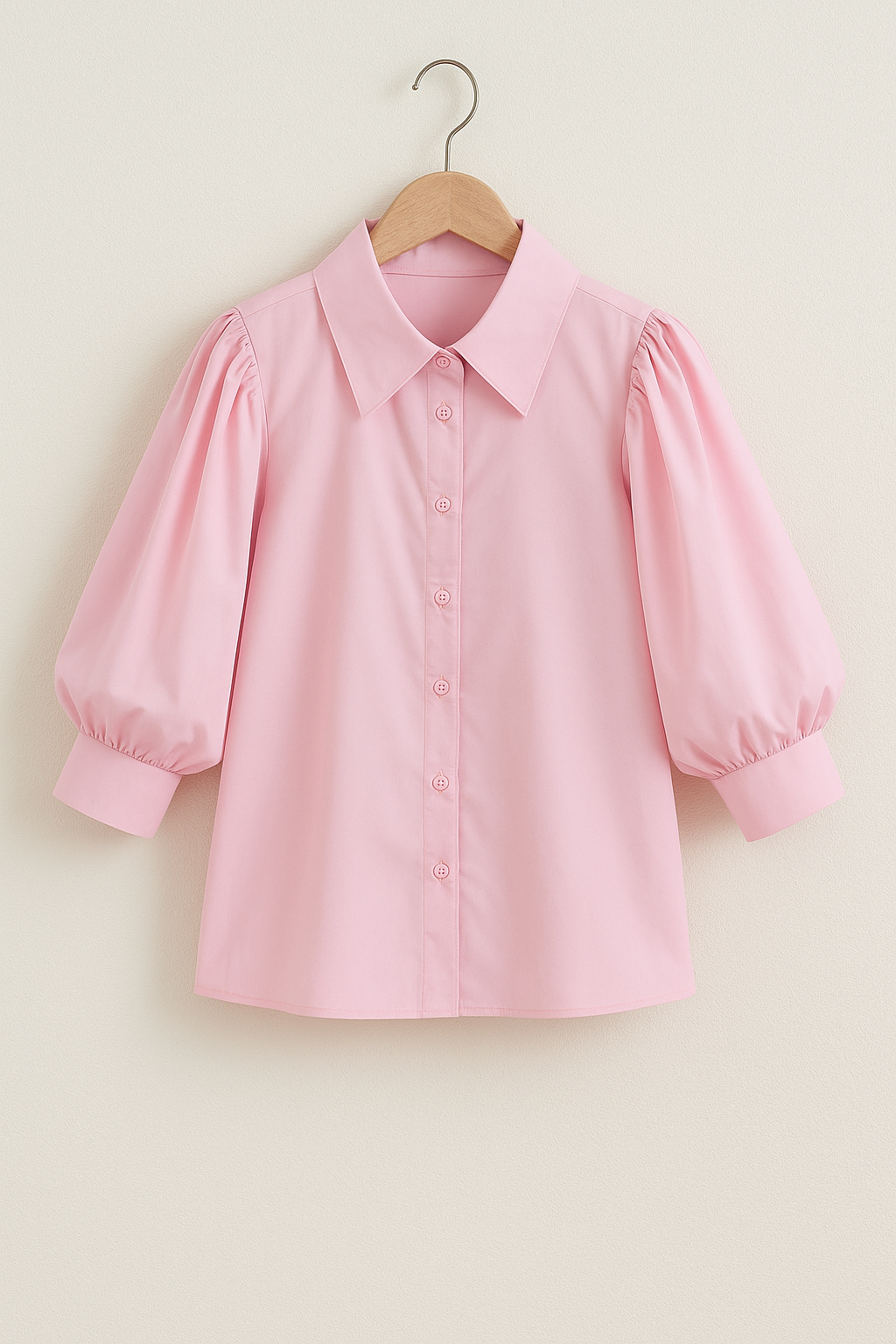 Blus med puffärmar i bomull