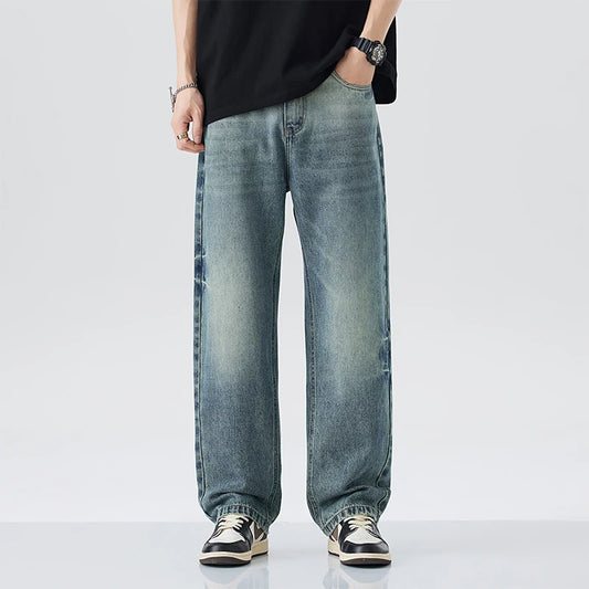 Fashionable Baggy Jeans Men in Retro Y2K Style