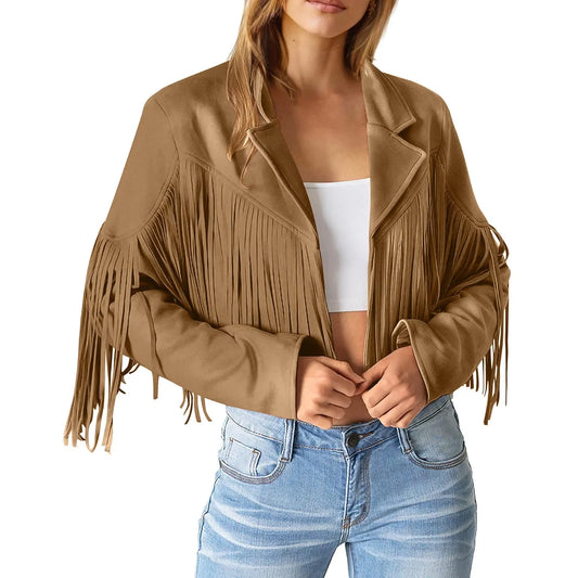 Fashionable women's jacket with fringes