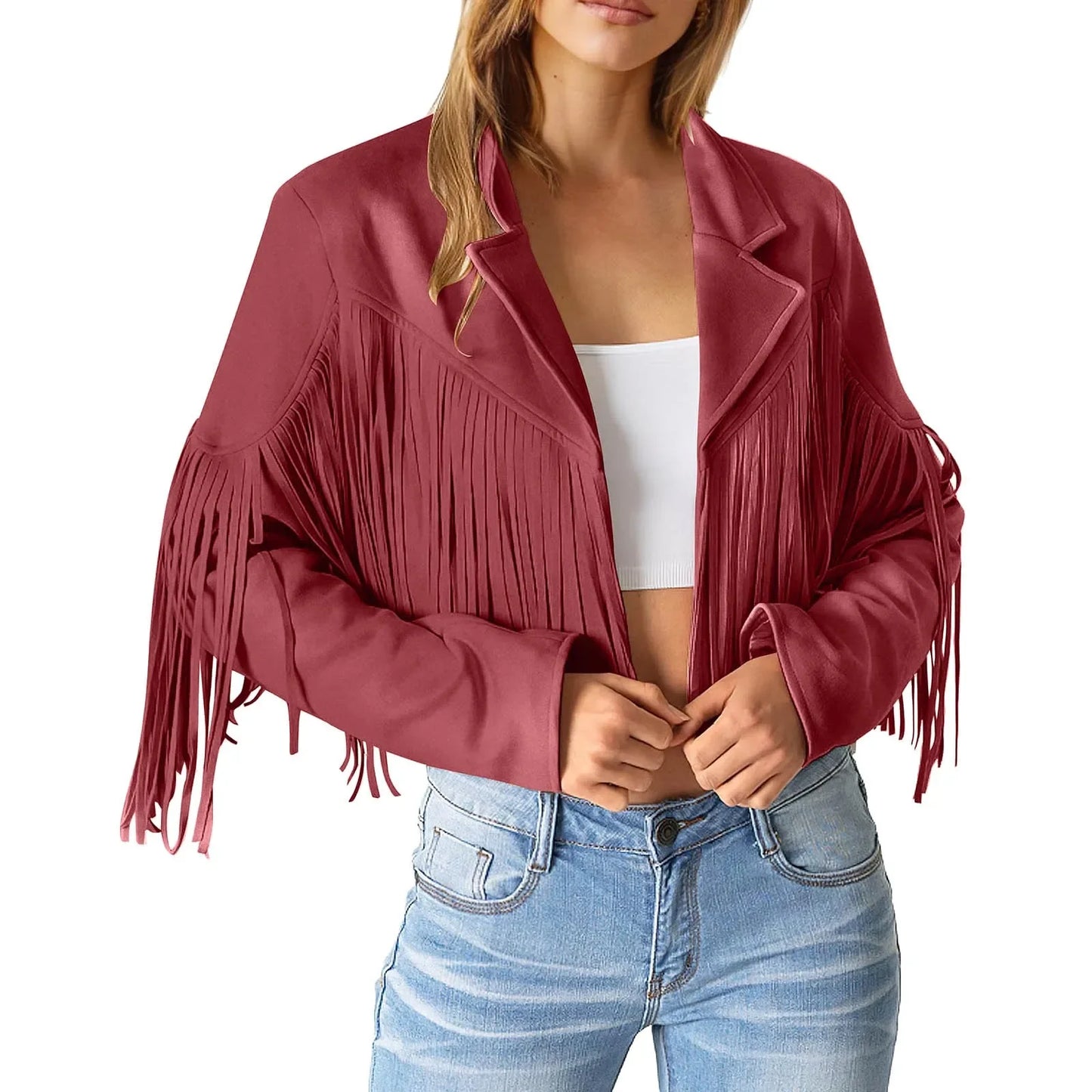 Fashionable women's jacket with fringes