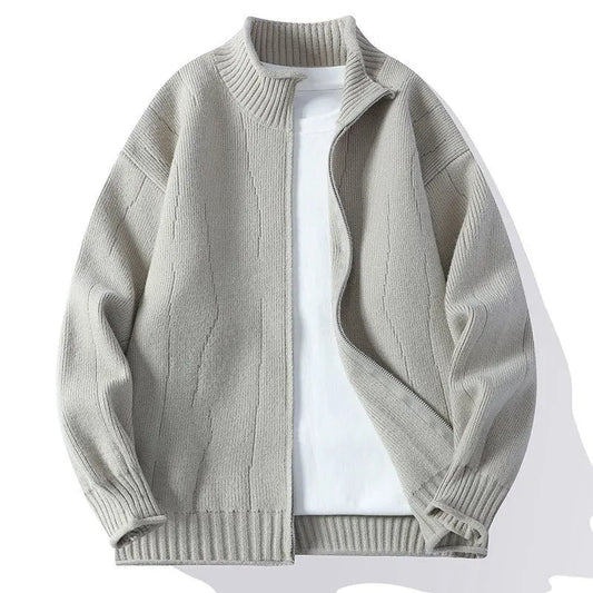 Modischer Herren Strickjacke mit Stehkragen