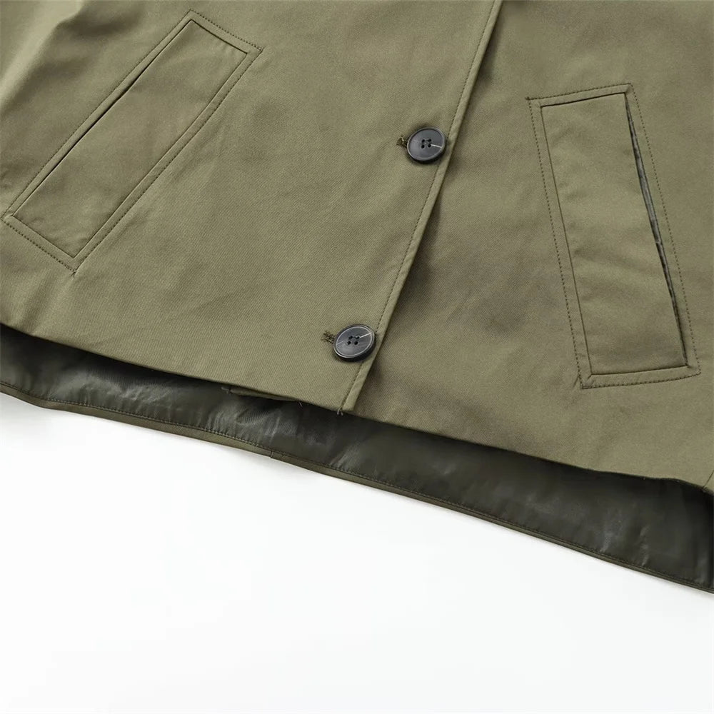 Fashionable trench coat women with hood