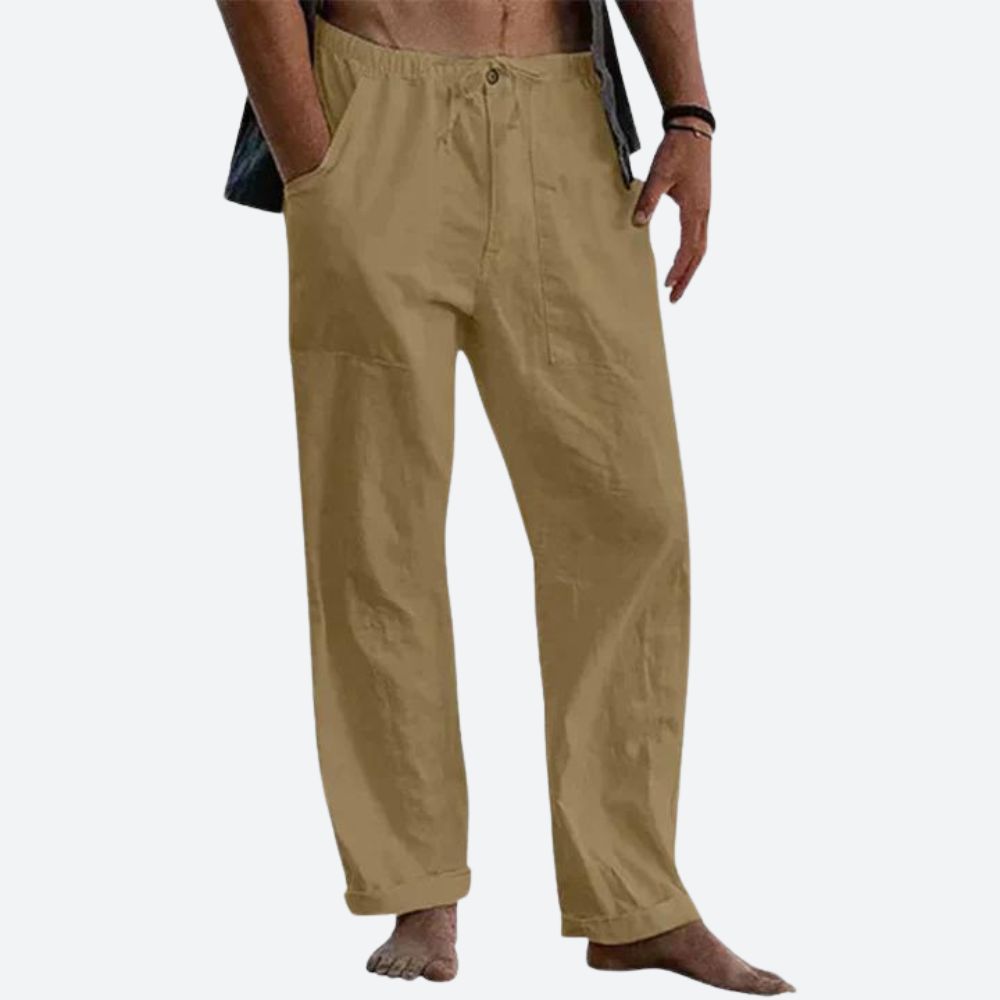 Variant image for Herren Leinenhose Beige Größe M Atmungsaktiv 100% Leinen-29