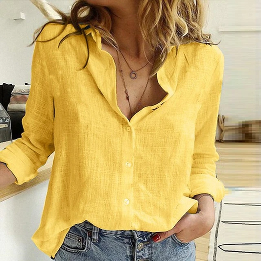 Beatrix | Elegante Bluse Damen mit V-Ausschnitt und Knopfleiste