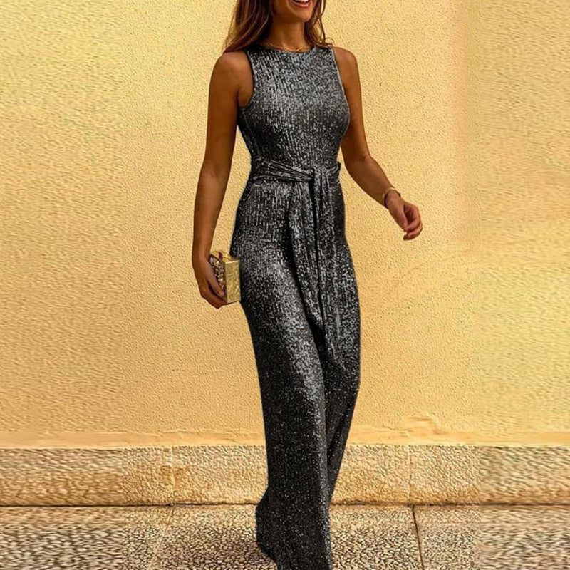 Viola | Tuta da donna per un matrimonio con paillettes scintillanti