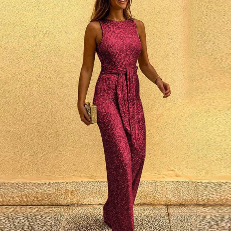 Viola | Tuta da donna per un matrimonio con paillettes scintillanti