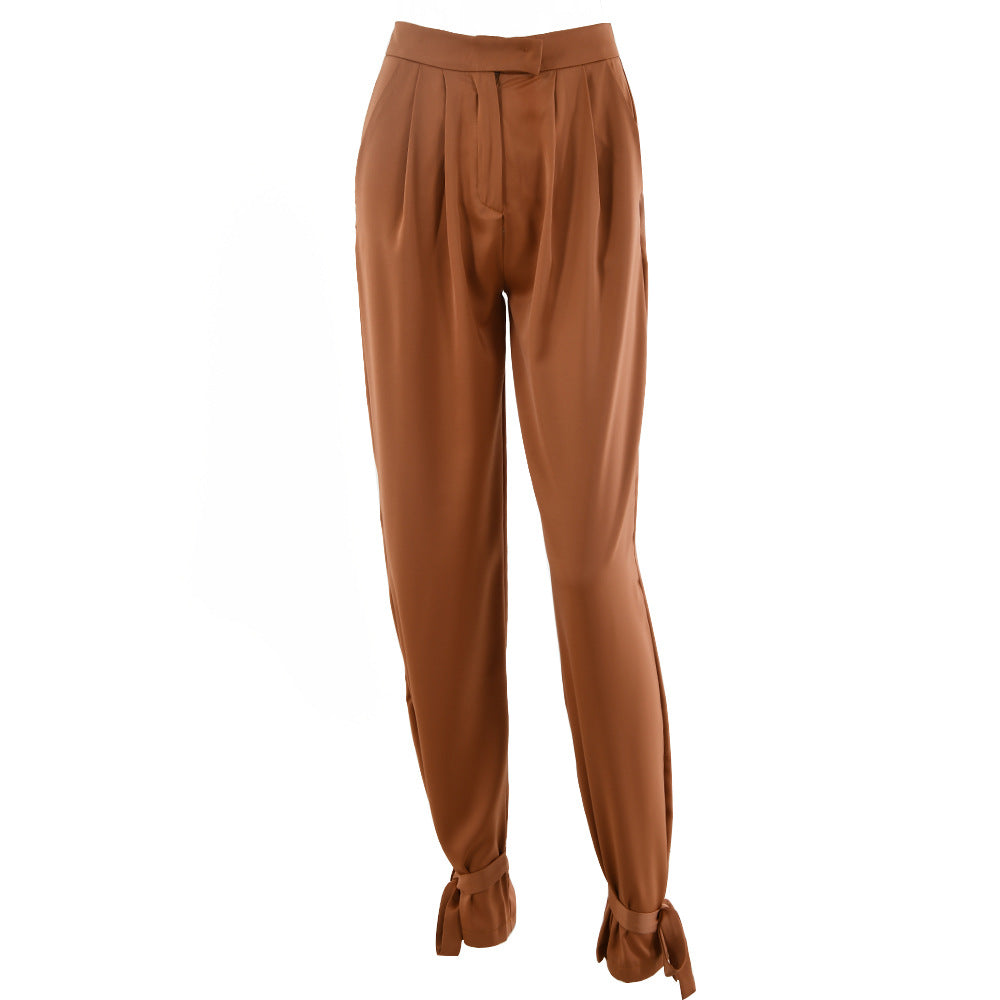 Beatrix | Weite Hose Damen mit Schleife aus Leinen für Sommer