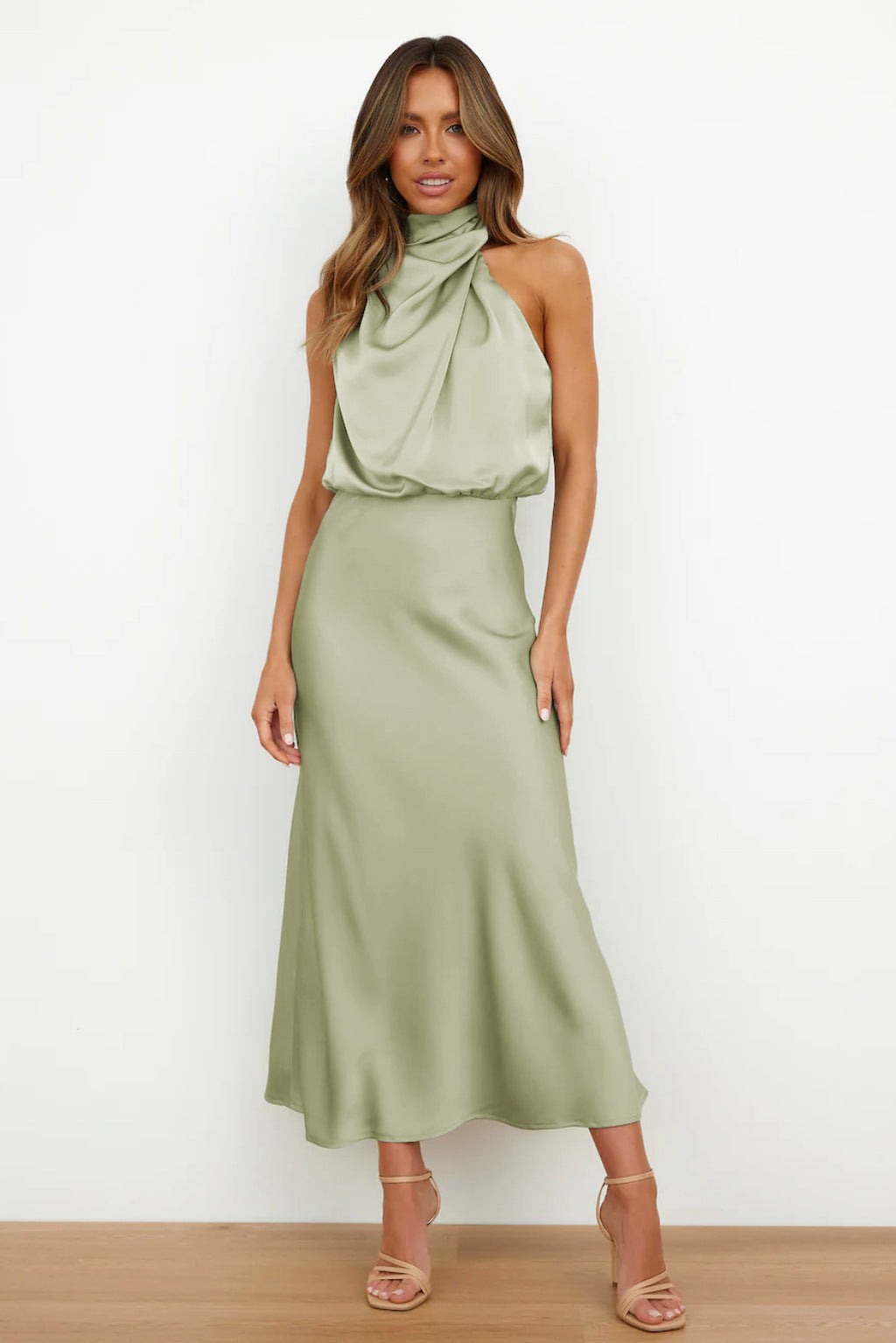 Variant image for Erich | Elegantes Damenkleid Midi mit Asymmetrischem Rundhalsausschnitt-9