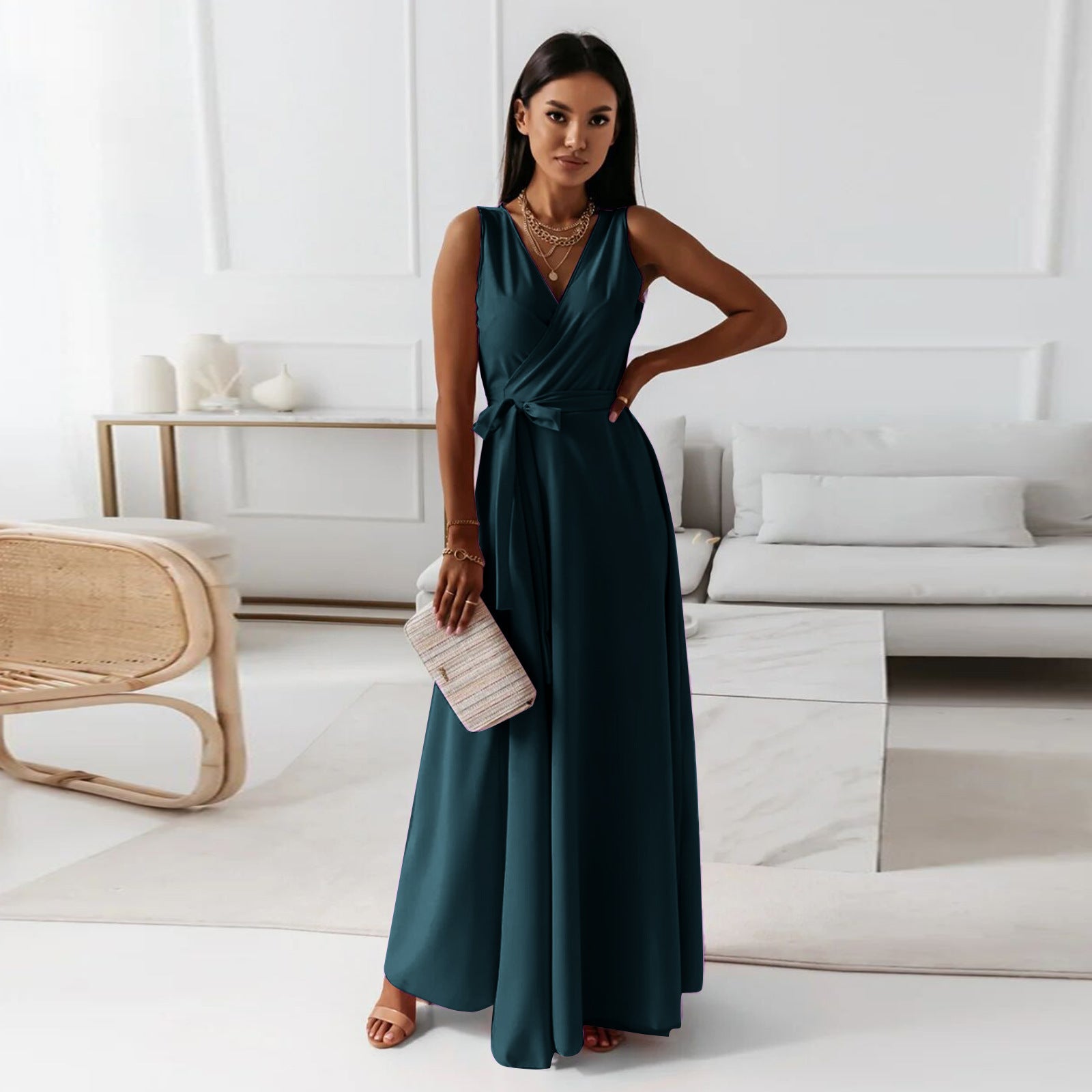 Variant image for Gretchen | Elegantes Langes Damenkleid mit V-Ausschnitt für Feste-6
