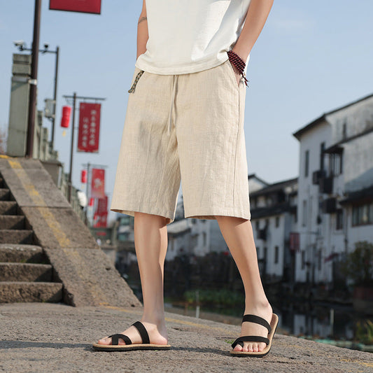 Retro Leinen Bermuda Shorts für Herren