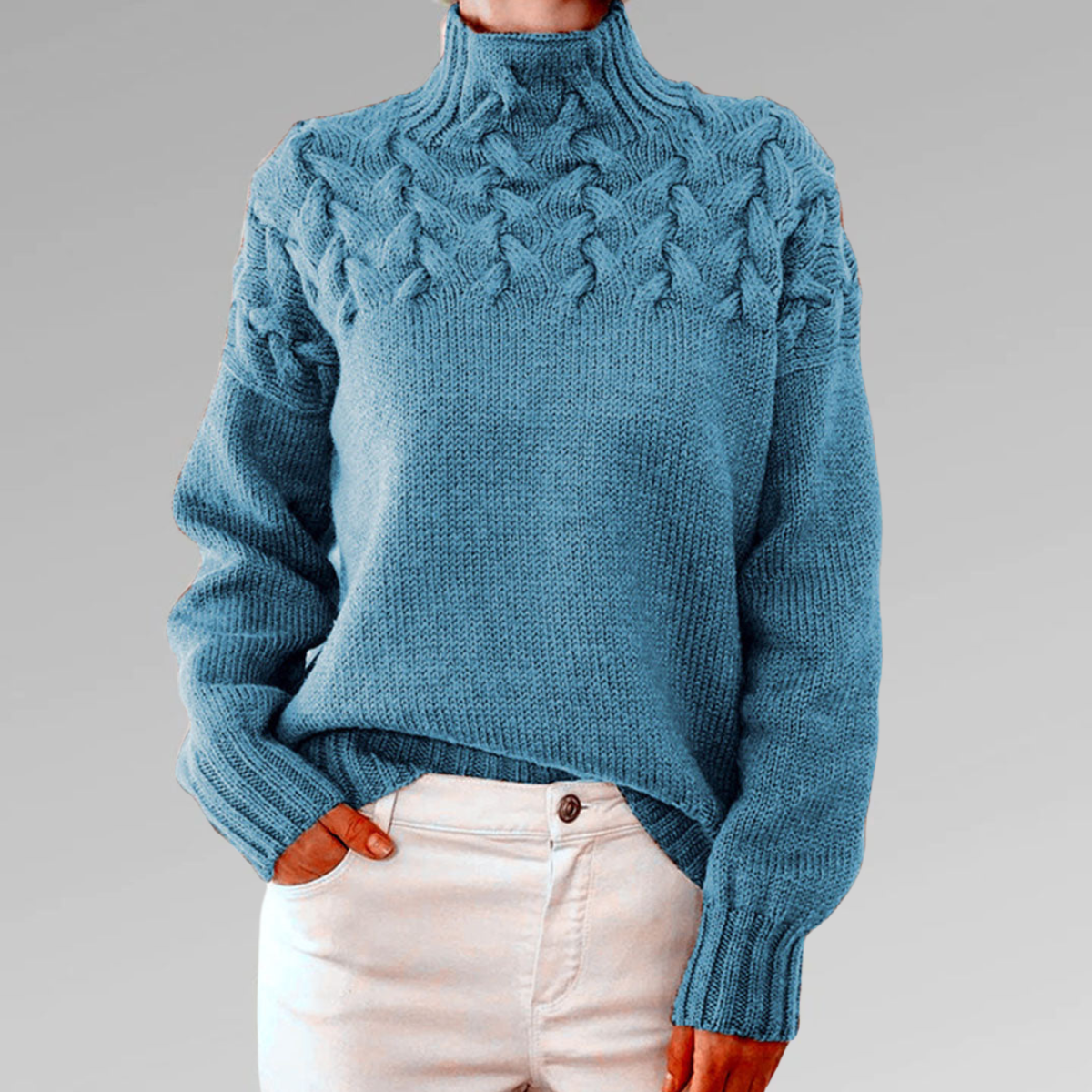 Iroza | Damen-Rollkragenpullover mit Zopfmuster