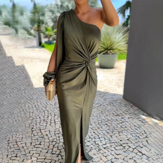 Beatrix | Elegantes Asymmetrisches Seidenkleid für Damen, Hochzeitsgast Kleid
