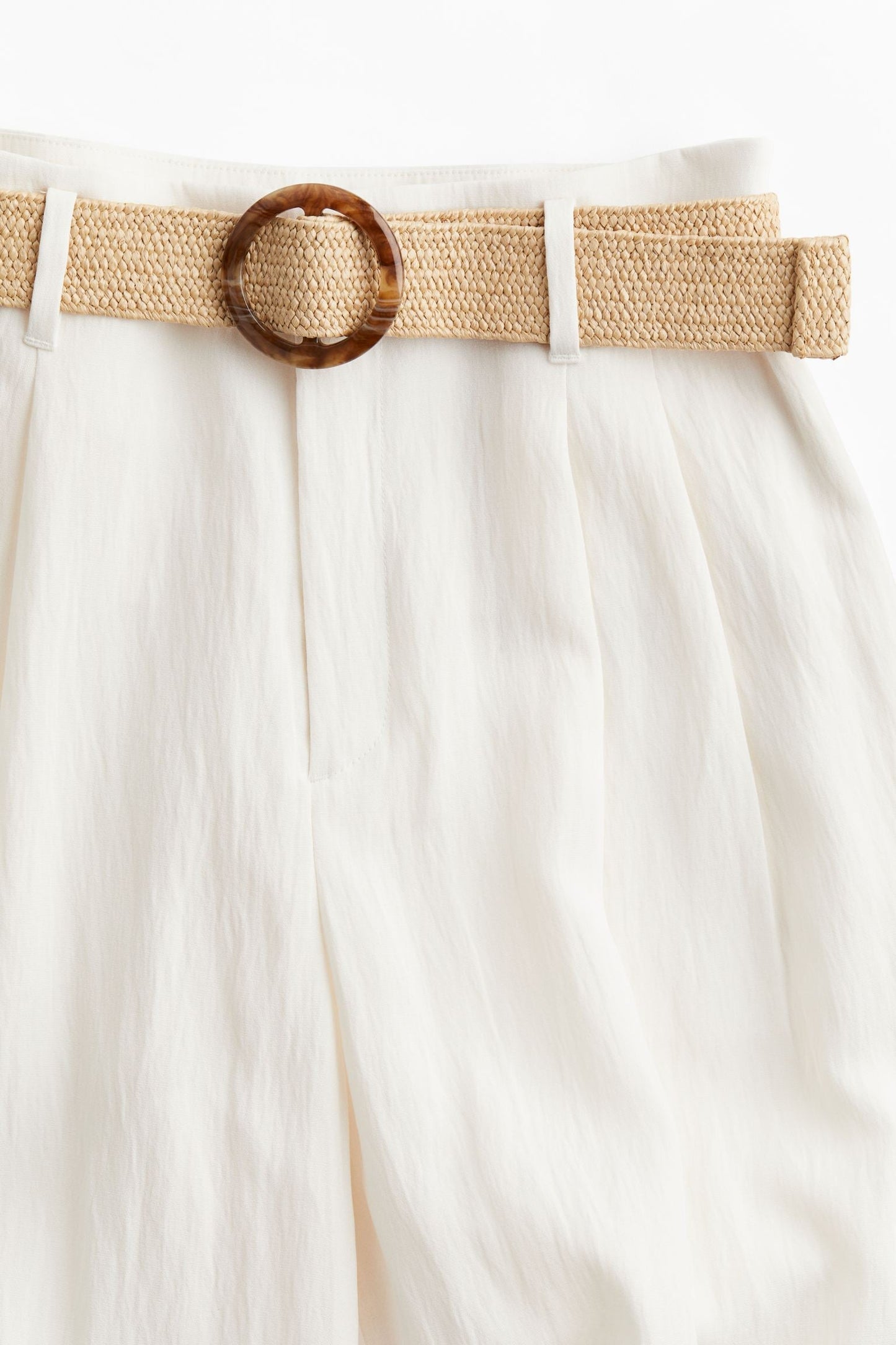Oversized Hose mit Hoher Taille und Gevlochtenem Gürtelschnalle