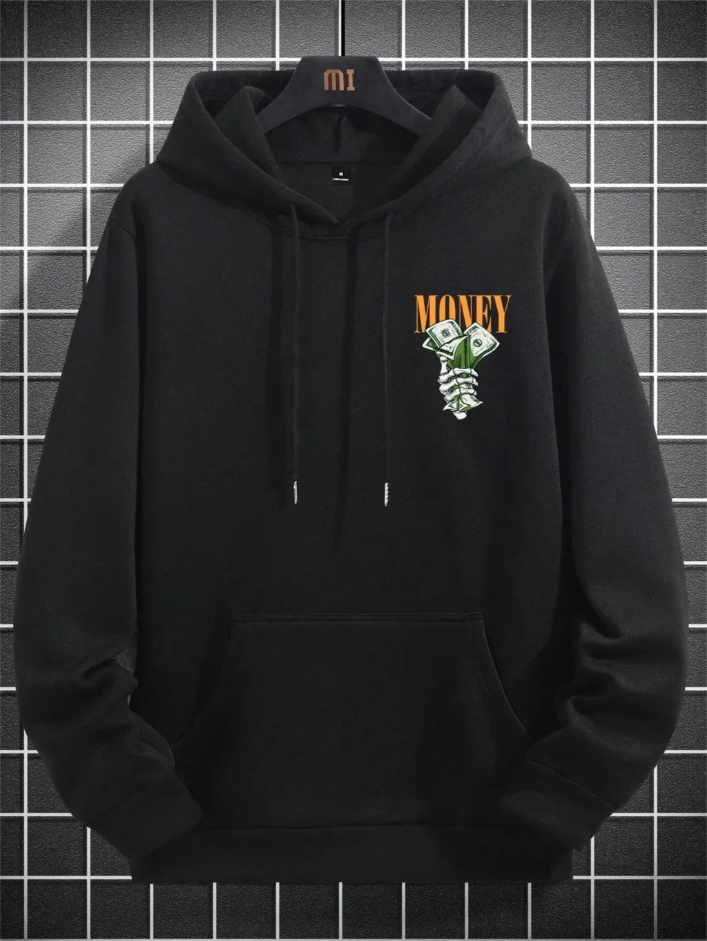 Herrarnas hoodie med Street Money-tryck