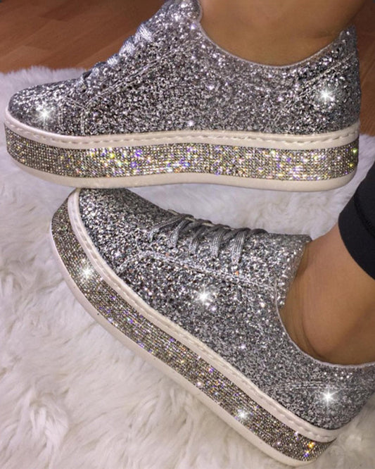 Plateausneakers für Frauen mit Glitzer