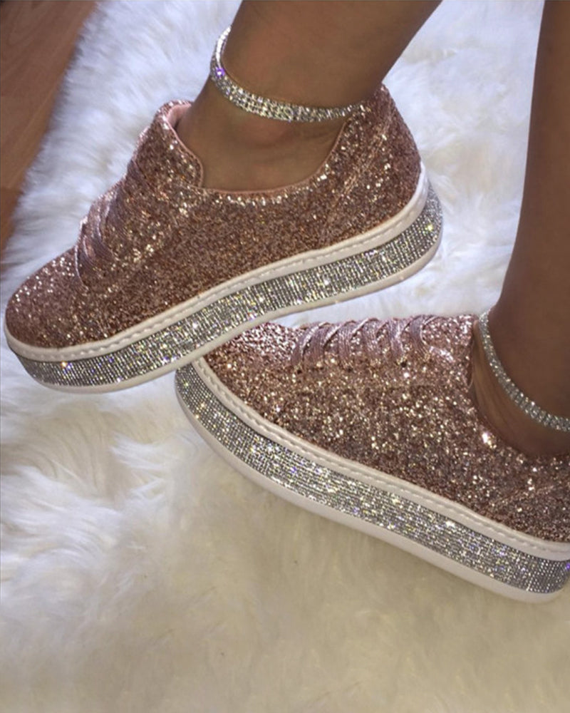 Plateausneakers für Frauen mit Glitzer