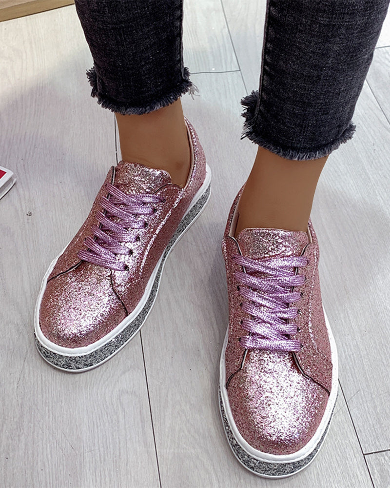 Plateausneakers für Frauen mit Glitzer