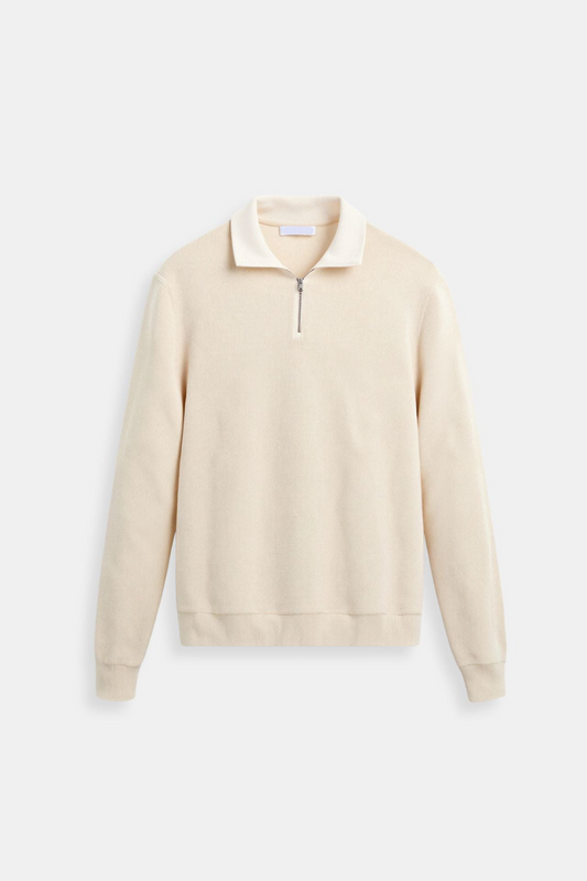 Pullover mit Viertelreißverschluss und hohem Kragen – Gestrickte Mischung für optimale Flexibilität 0