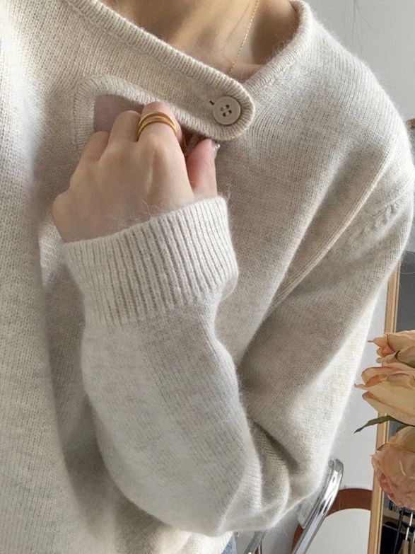 Pulsar Damenpullover – Eleganter Ein-Knopf-Verschluss, Weiche Baumwollmischung, Bequem und Warm [damenpullover] [damen pullover] [warme pullover damen] 3