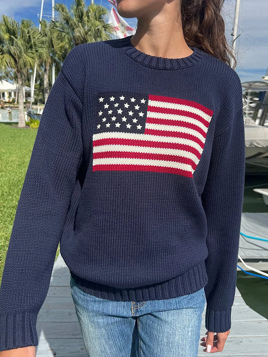 Retro Pullover Damen mit Flag