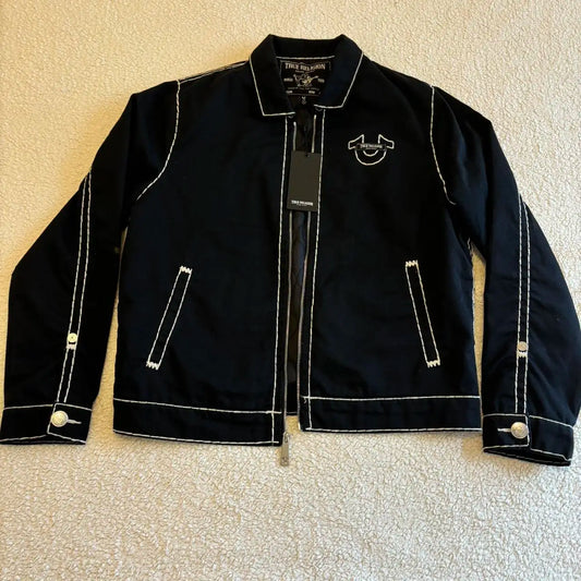 Retro Y2K Denimjacke mit Leder, gestickte Buchstaben, Motorradstil, dicke Herrenjacke