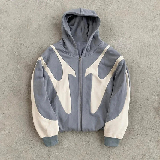 Retro Zip Hoodie mit Teufelsmotiv