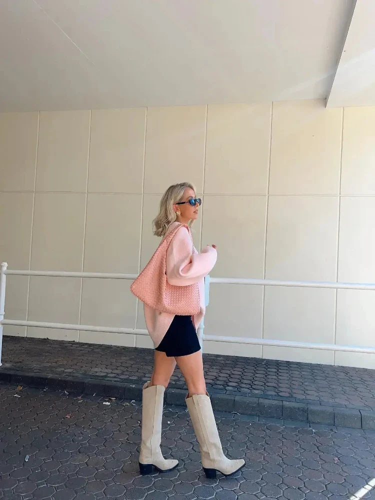 Rippstrick Pullover Damen mit Taillierter Passform und Rundhalsausschnitt – Viskosemischung mit Stretch, Bequeme Passform 4