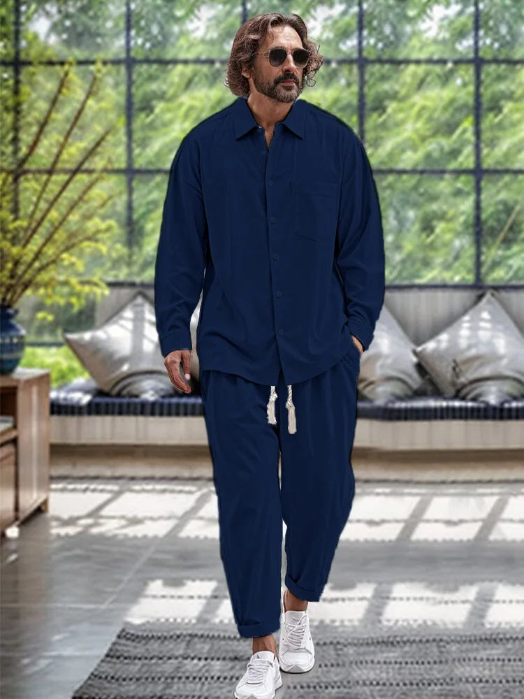 Thierry | Modisches Herren Set aus Leinenhemd und Hose für Frühling