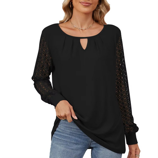 Carlotta | Modisches Langarm-Top für Damen mit Spitzendetails