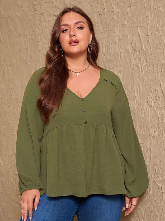 Carlotta | Elegante Bluse Damen mit V-Ausschnitt und Locker Fallenden Ärmeln