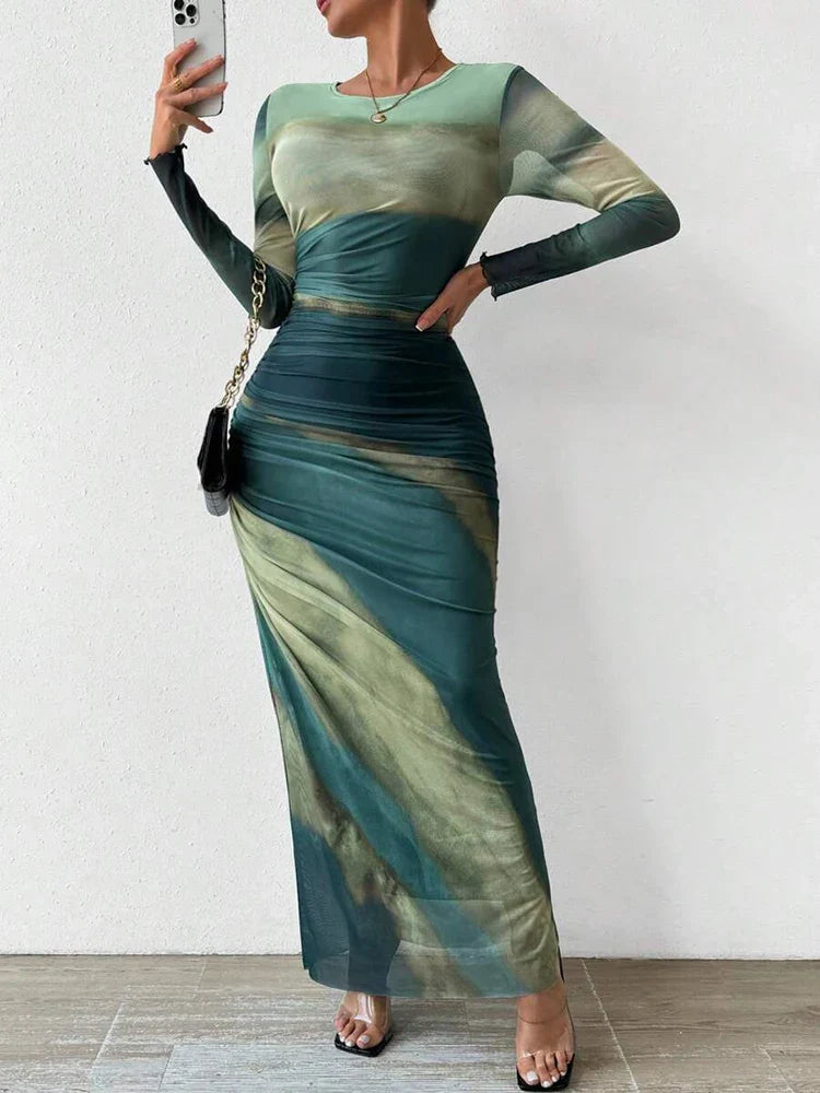 Beatrix Maxikleid mit Sonnenuntergangsdesign für Frauen | Elegantes Lange Kleid 5