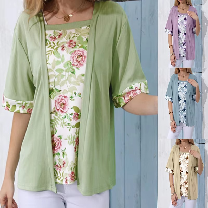 Carlotta | Modisches T-Shirt Damen mit Print und Elegantem Square-Kragen