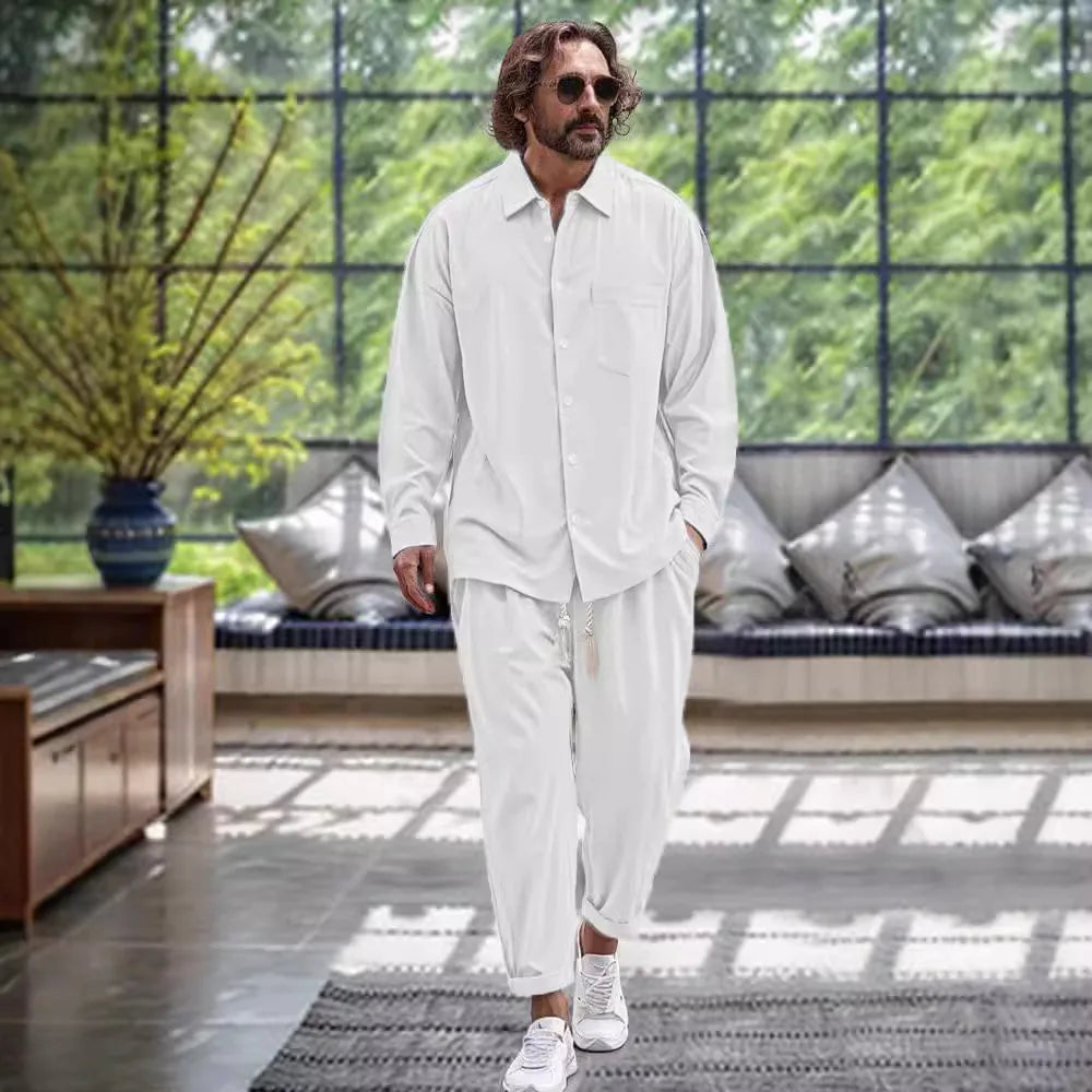 Variant image for Thierry | Modisches Herren Set aus Leinenhemd und Hose für Frühling-21