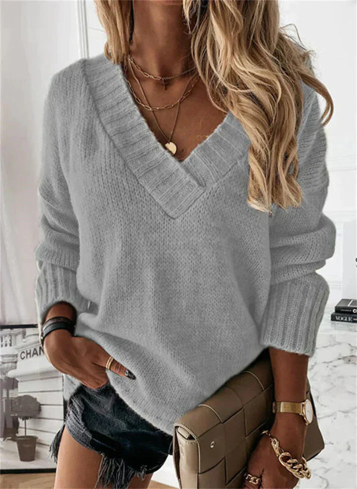 Variant image for Beatrix | Klobiger V-Ausschnitt Pullover Damen - Stylisch und Warm-26