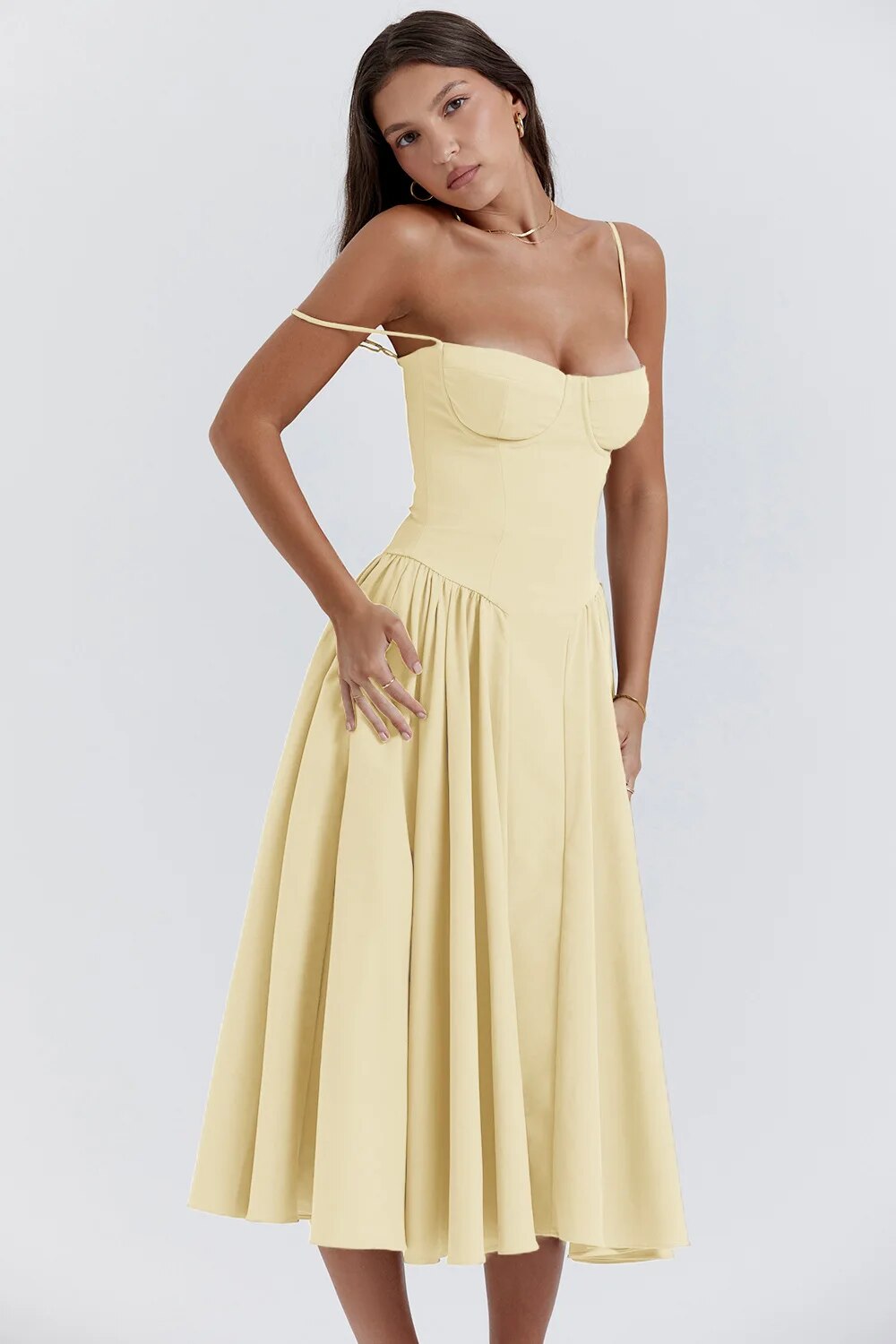 Siska | Trendy Sleeveless Midi Dress for Women
