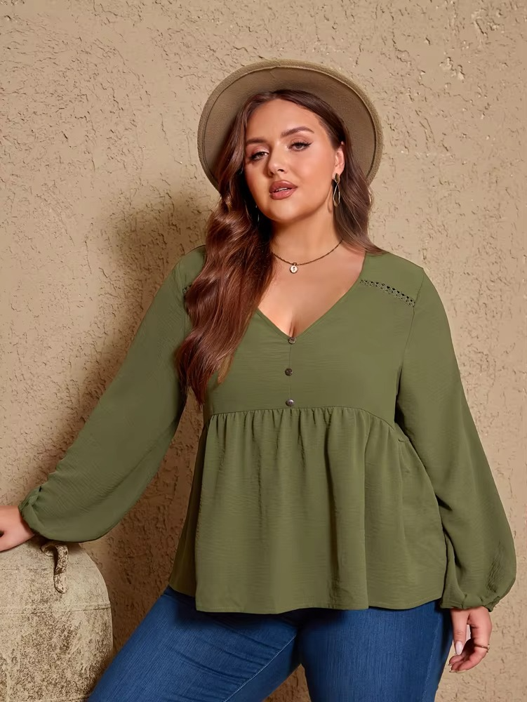 Carlotta | Elegante Bluse Damen mit V-Ausschnitt und Locker Fallenden Ärmeln