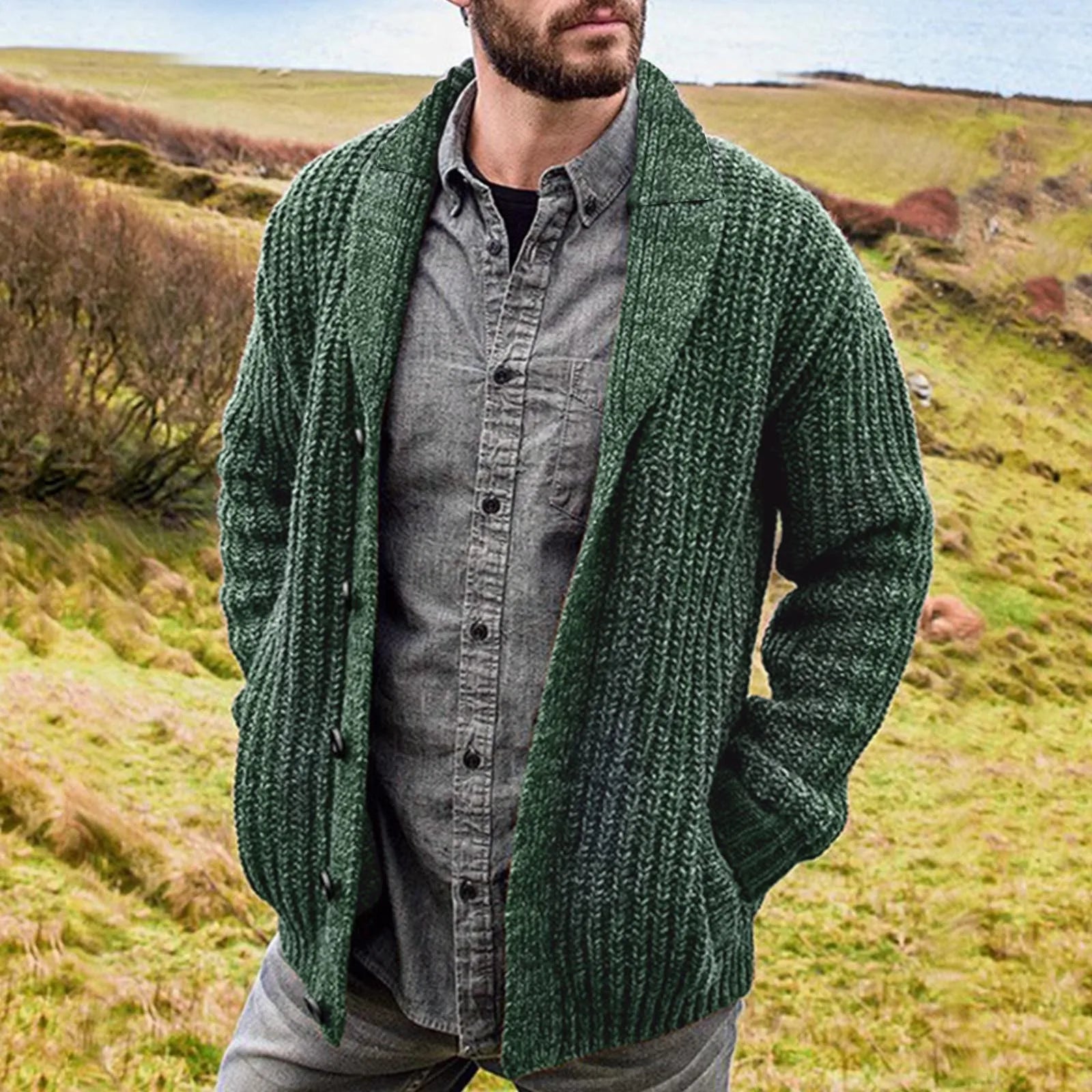 Variant image for Max | Bequeme Strickjacke Herren - Zeitloser Cardigan mit Taschen-9