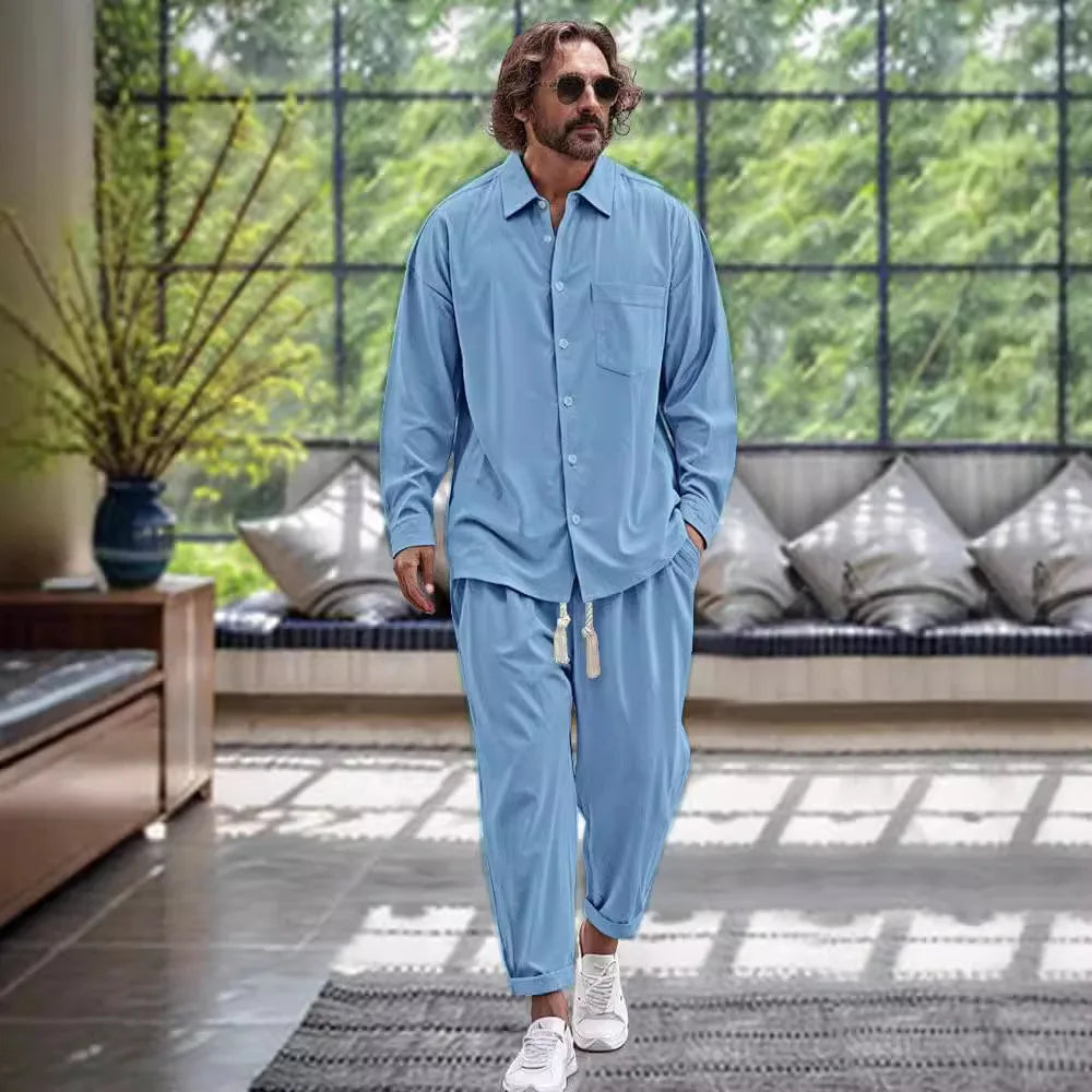 Variant image for Thierry | Modisches Herren Set aus Leinenhemd und Hose für Frühling-6