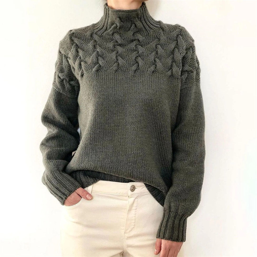 Iroza | Damen-Rollkragenpullover mit Zopfmuster