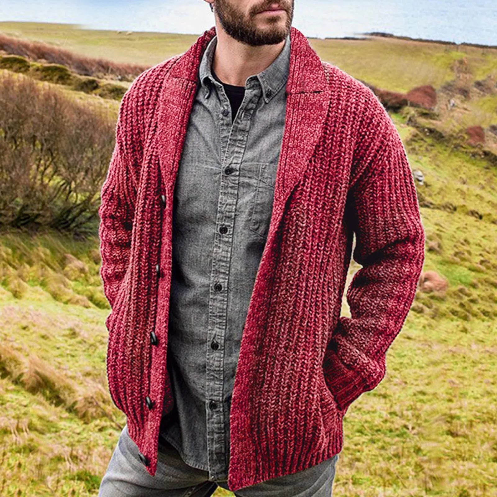 Variant image for Max | Bequeme Strickjacke Herren - Zeitloser Cardigan mit Taschen-1