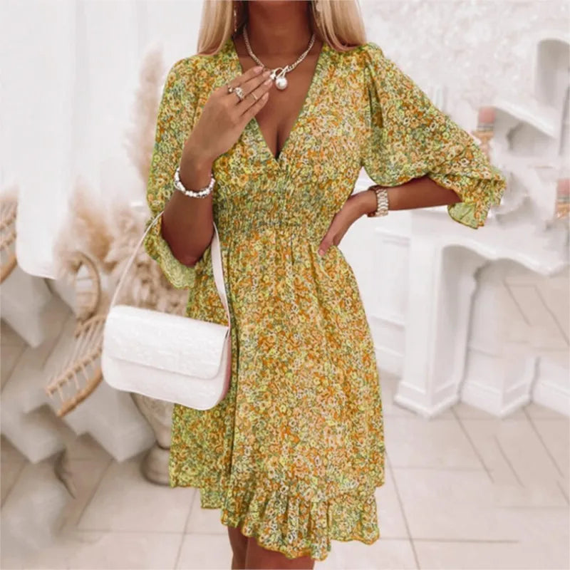 Beatrix | Bohemian Kleid mit Blumenmuster für Damen